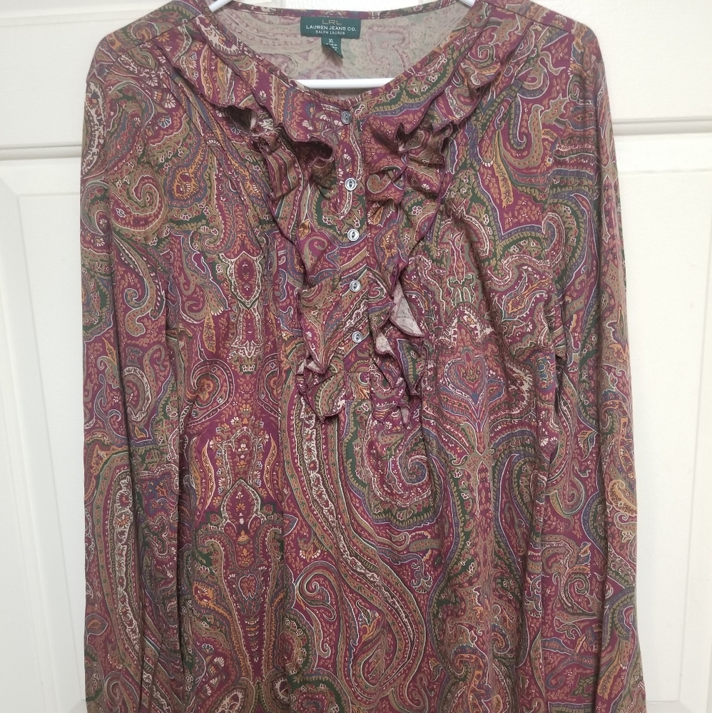 Ralph Lauren paisley ruffle blouse